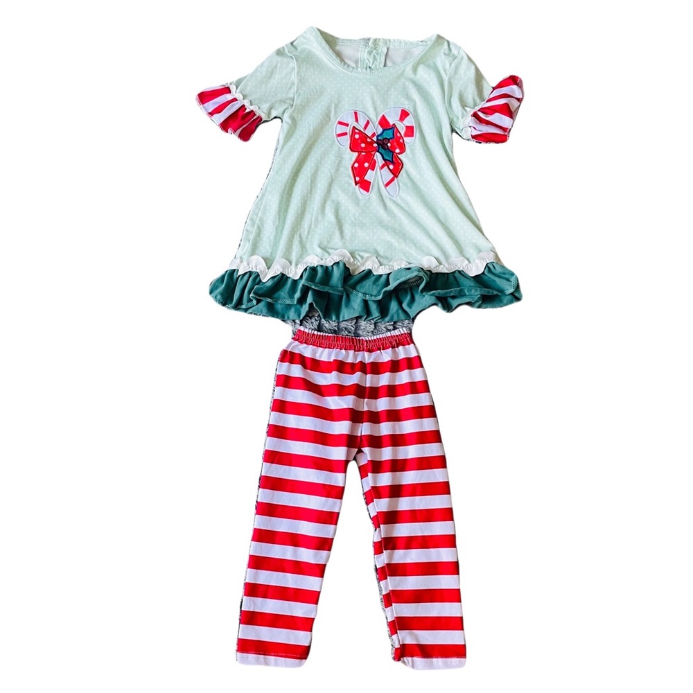 Boutique 2 Piece Candy Cane Christmas Outfit 12/18 months